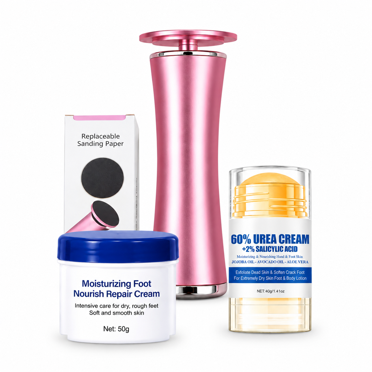 Soft Heel Pro Complete Voetverzorgingsset: toestel, 2 voetcrèmes en 60 extra schuurschijfjes